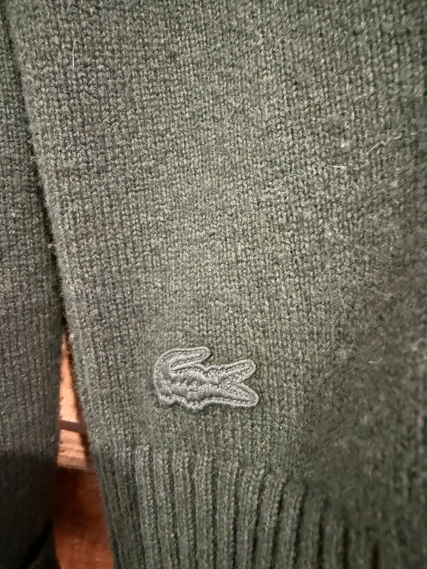 Lacoste stylised logo cardigan. Wool. Green Size 3. Size Medium.