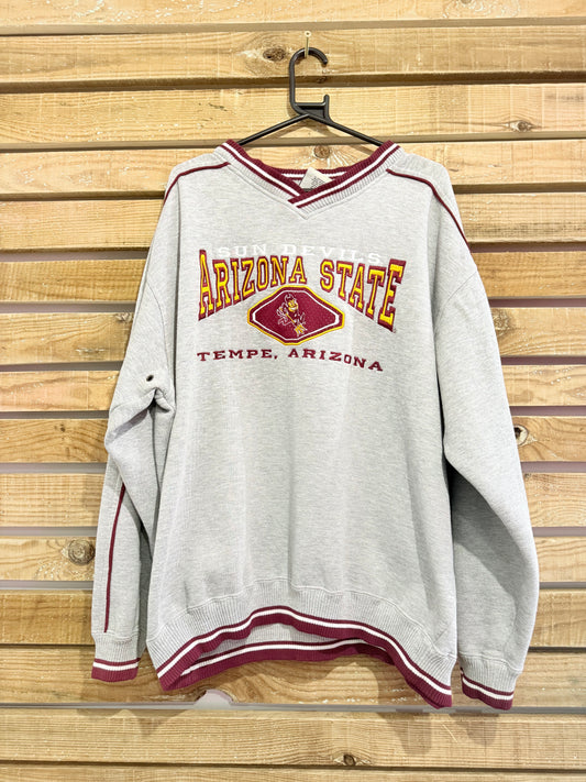 Vintage 90s Lee American varsity embroidered sweater/ sweatshirt. “Sun Devils, Arizona State” USA. Size XL.