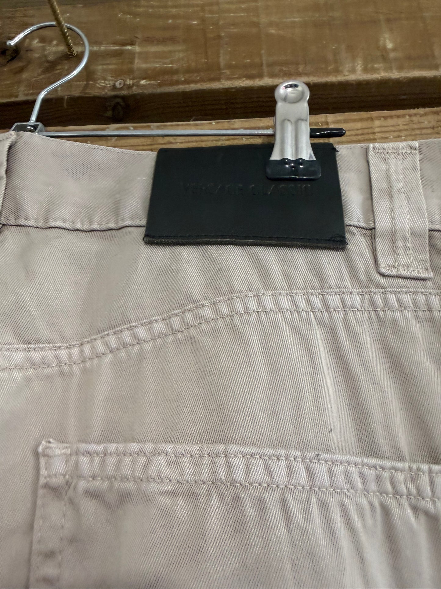 Vintage 90s Versace beige pants/ trousers. Jean style. 31” waist, 33” leg.