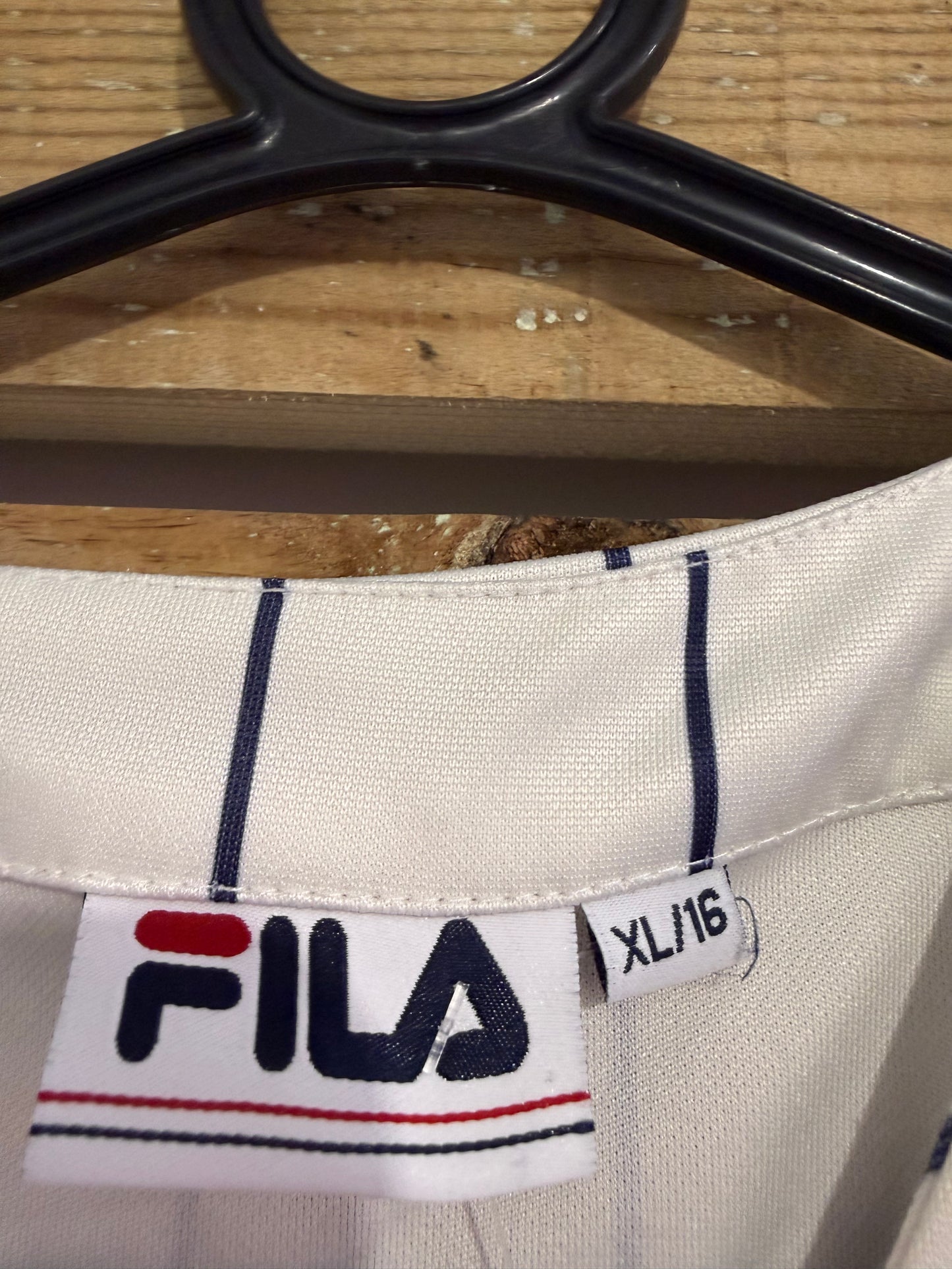 Vintage Y2K Fila button down baseball shirt. White. Size XL.