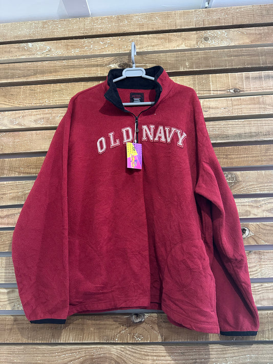 Vintage 90s Old Navy spell-out 1/4 zip fleece jacket. Size XXL