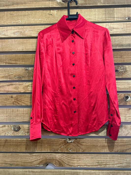Vintage Y2K Jaeger button up silk top/ blouse/ shirt. Size 12