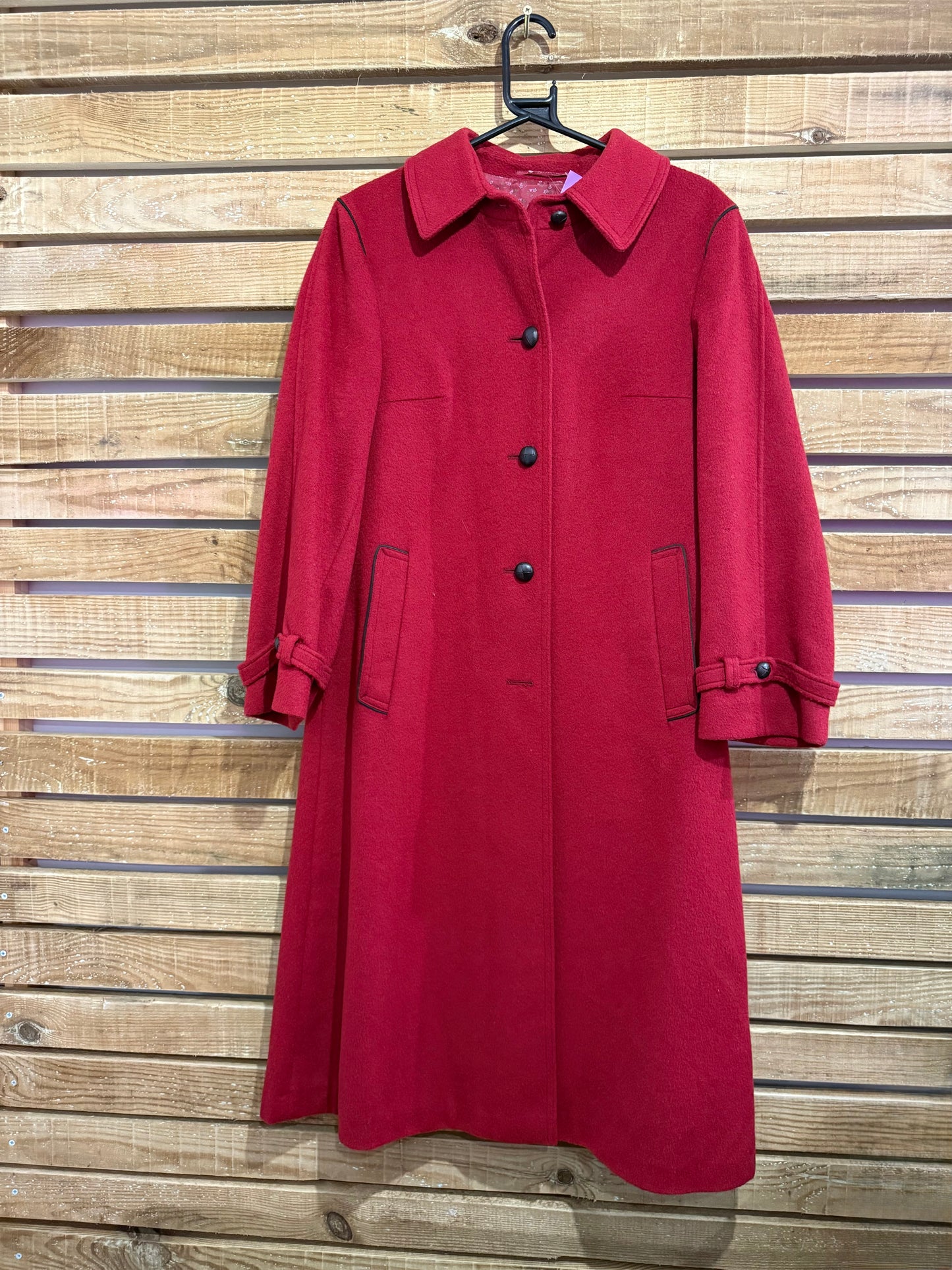Vintage 80s Wool Pea Coat. Red. Free sizing.