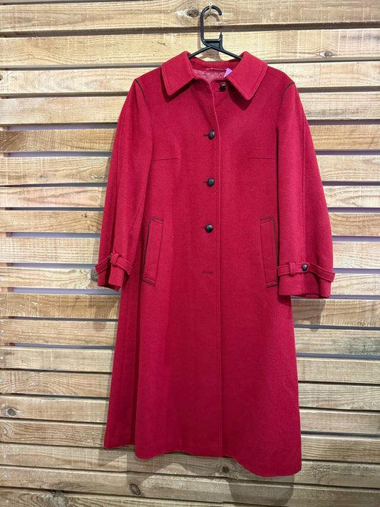 Vintage 80s Wool Pea Coat. Red. Free sizing.