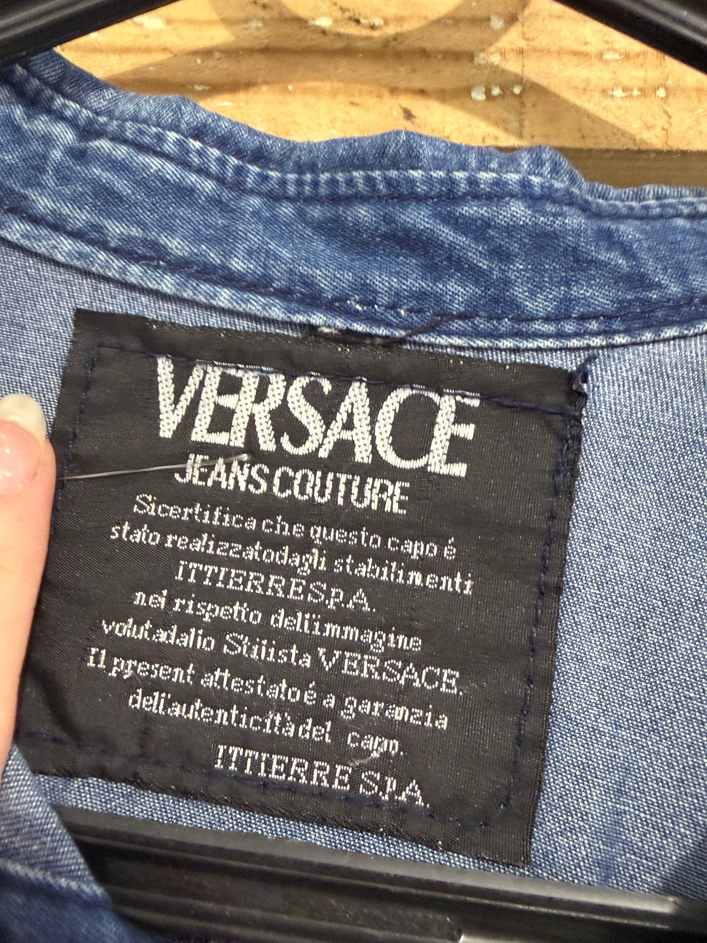 Vintage 90s Versace denim shirt. Size Large.