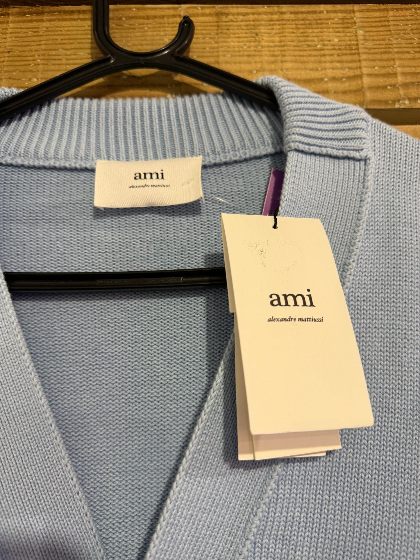 BNWT Ami Paris, Ami de coeur cardigan. Sky blue. Size Medium.