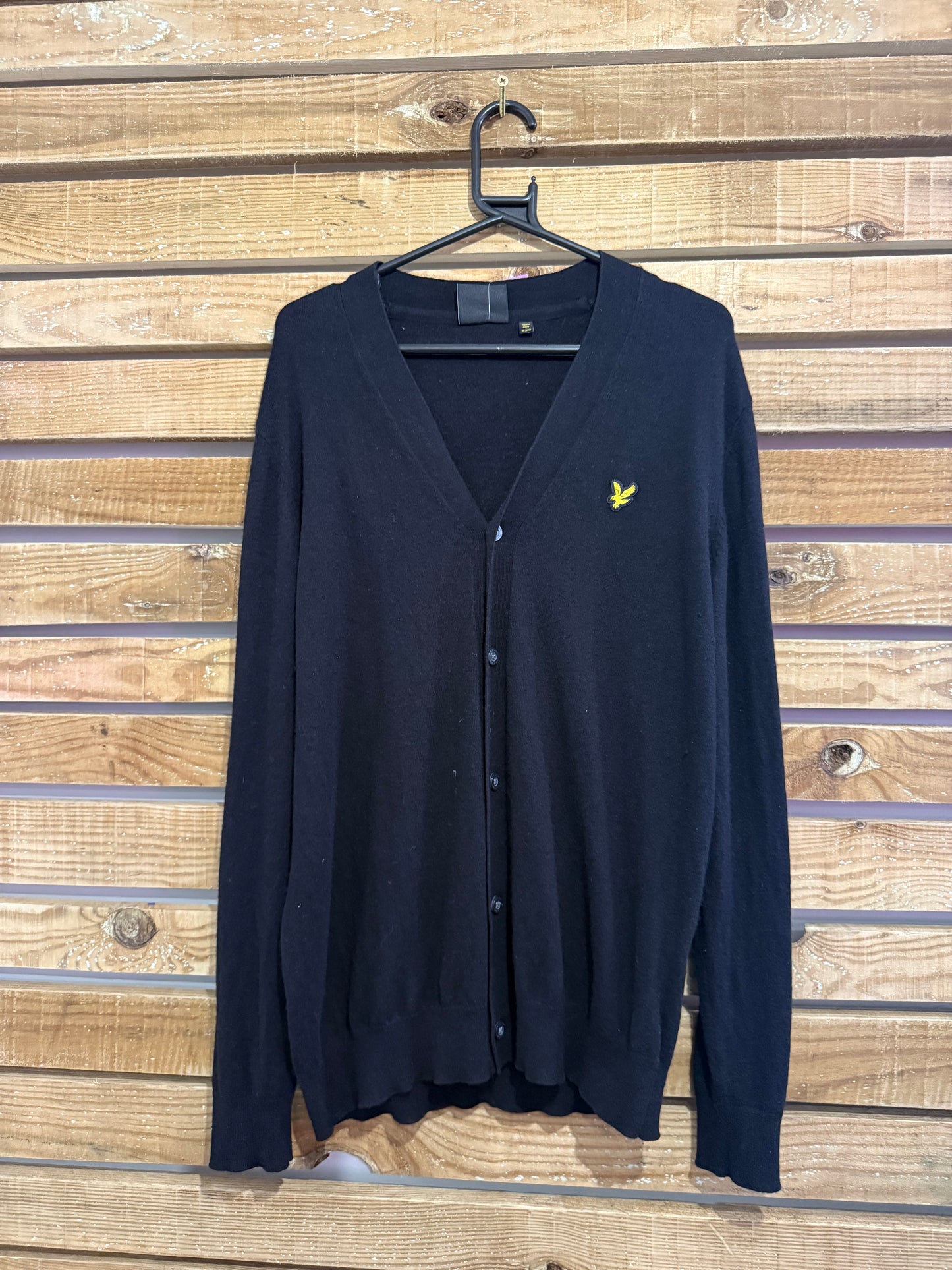Vintage 90s Lyle & Scott button up knit cardigan/ jumper. Black. Size Large.