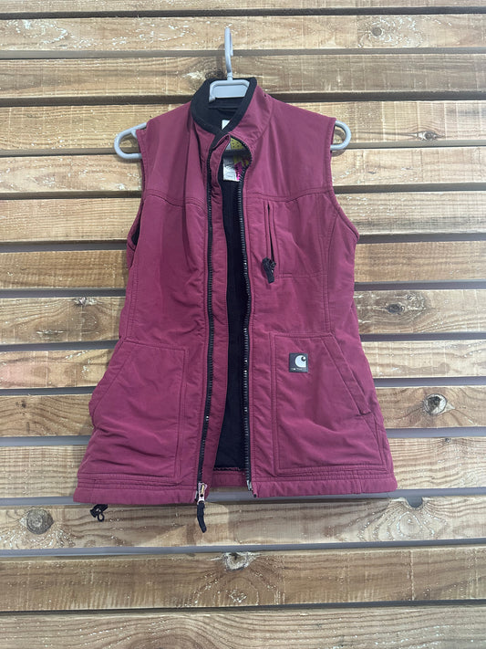 Vintage 90s Carhartt Gilet Jacket. Burgundy. Size XS. Workwear.