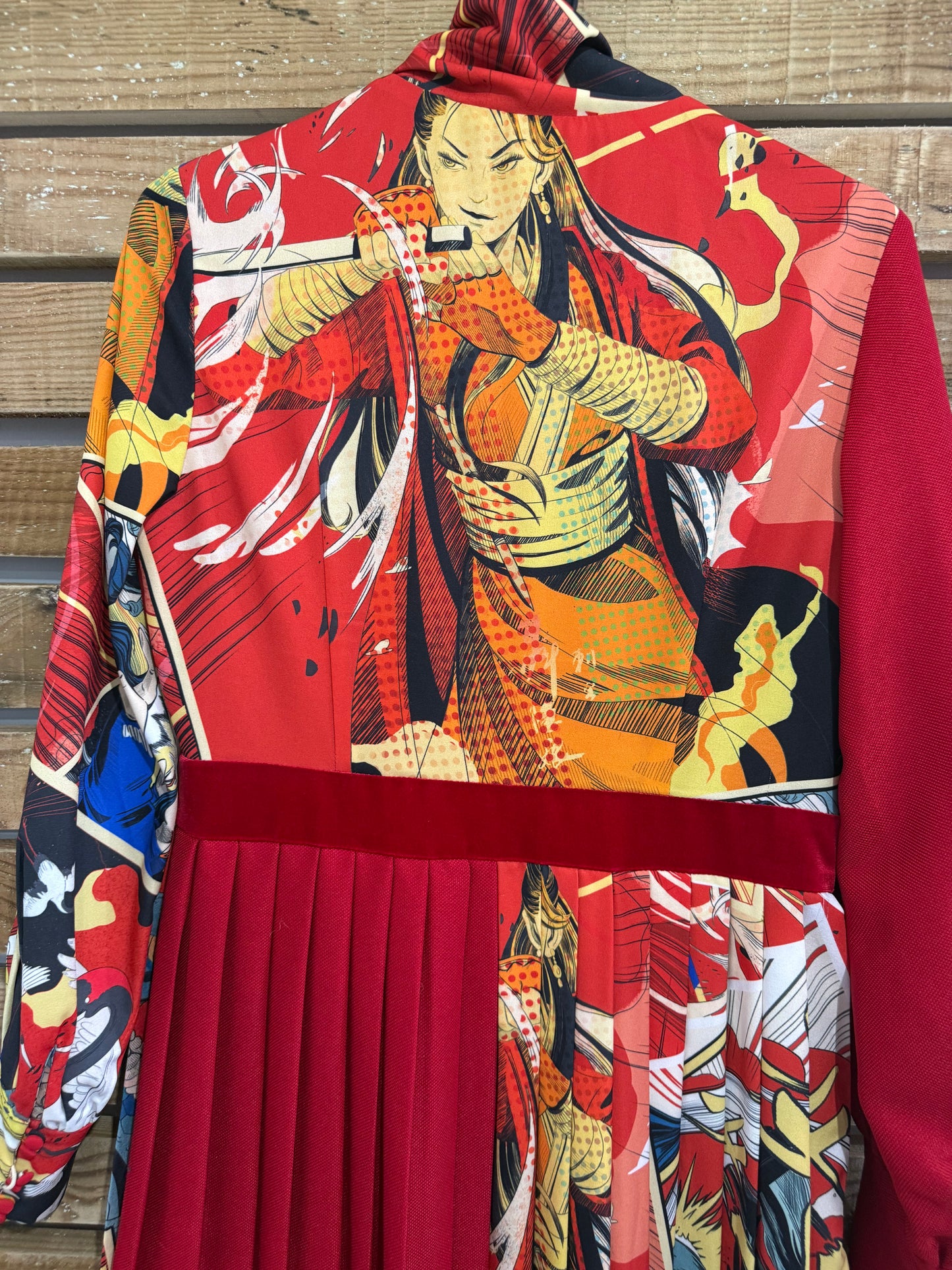 Mukzin Jade in the Shadow Anime dress. Pleated with neck tie. Size Medium.