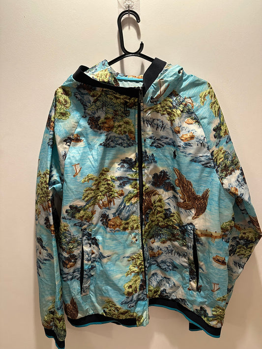Vintage Y2K Polo Ralph Lauren blue lightweight windbreaker jacket. Hawaiian. Festival. Rare. Size XL