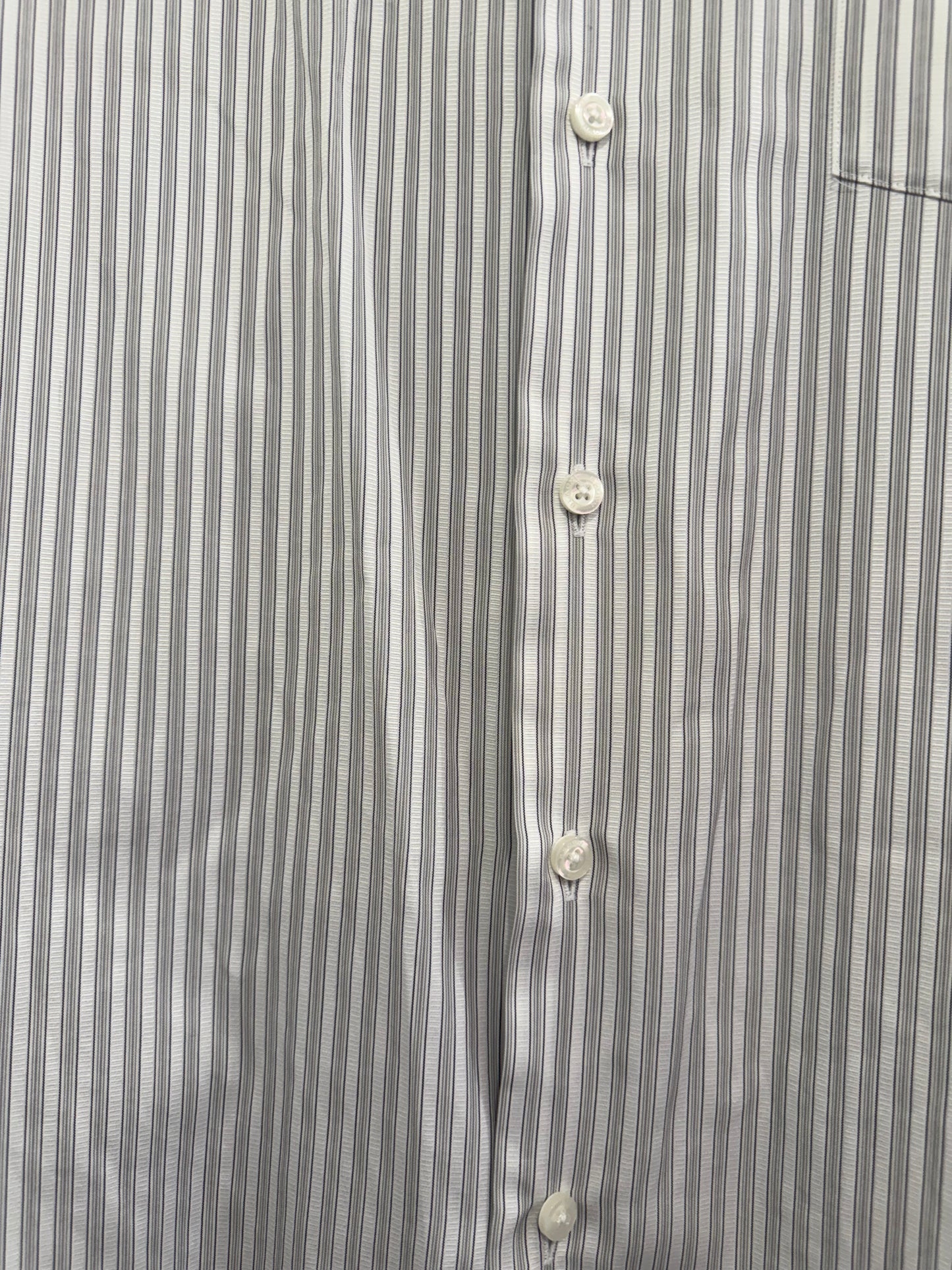 Vintage 80s Black Brown striped button up shirt. Size Large