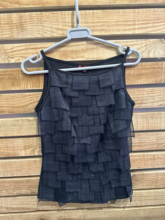 Vintage Y2K R Keith black ruffled evening top. Size medium.