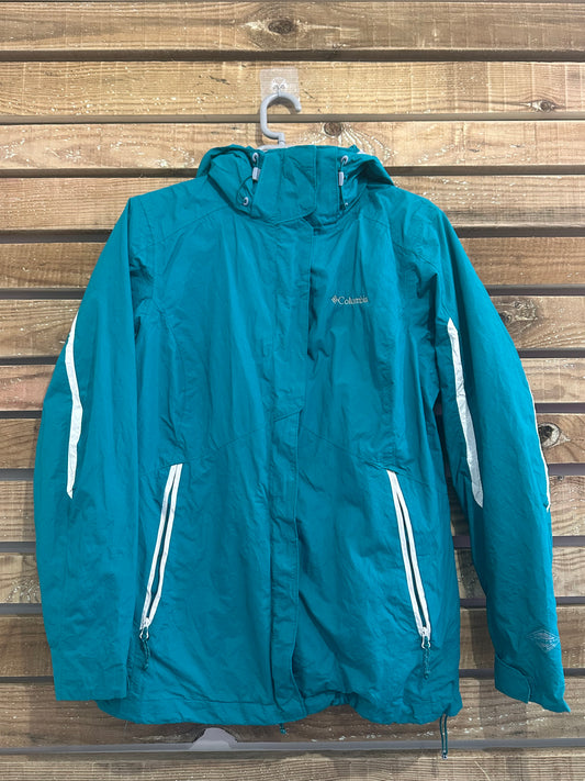 Vintage 90s Columbia Waterproof omnitech Outdoors Jacket/ Coat size Small. Turquoise.