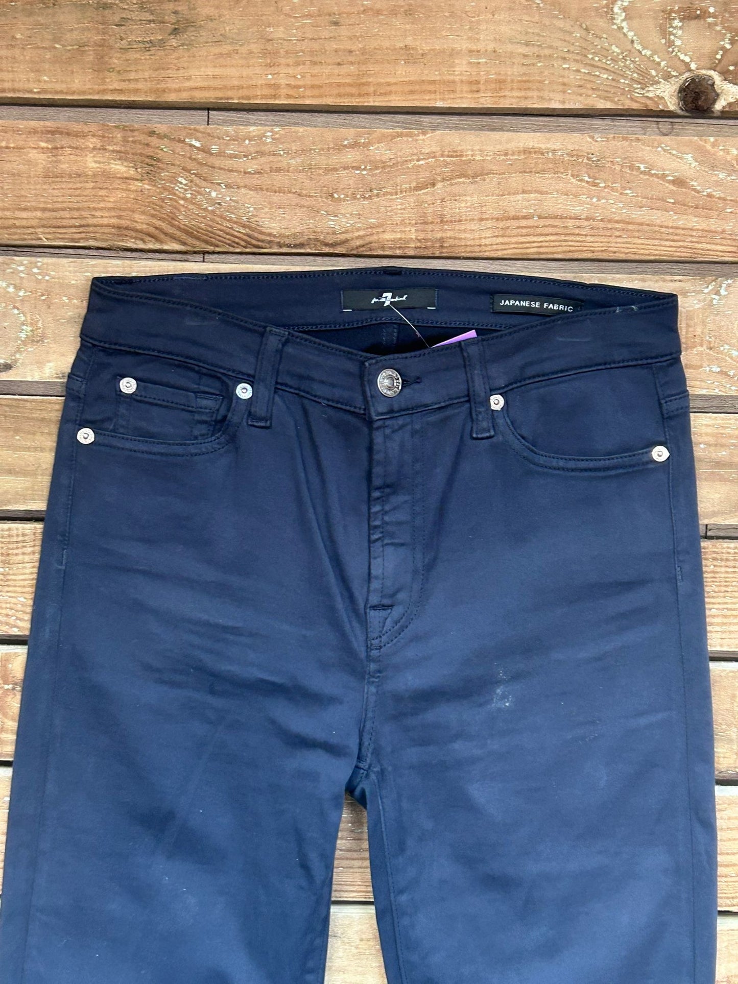 7 for all mankind high waisted skinny jeans. Dark Blue Jeans. Labelled 29. Waist 28”, leg 27”