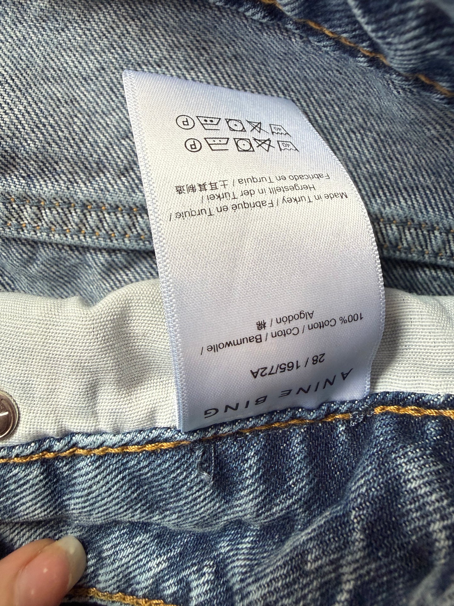 Anine Bing Jeans. Distressed. Blue. Waist 28”