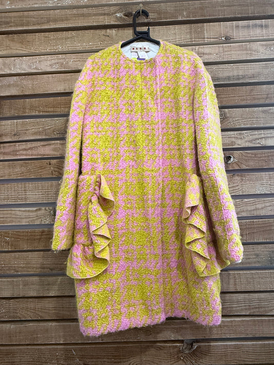 Marni RARE tweed ruffled wool Coat. 40. Free sizing.