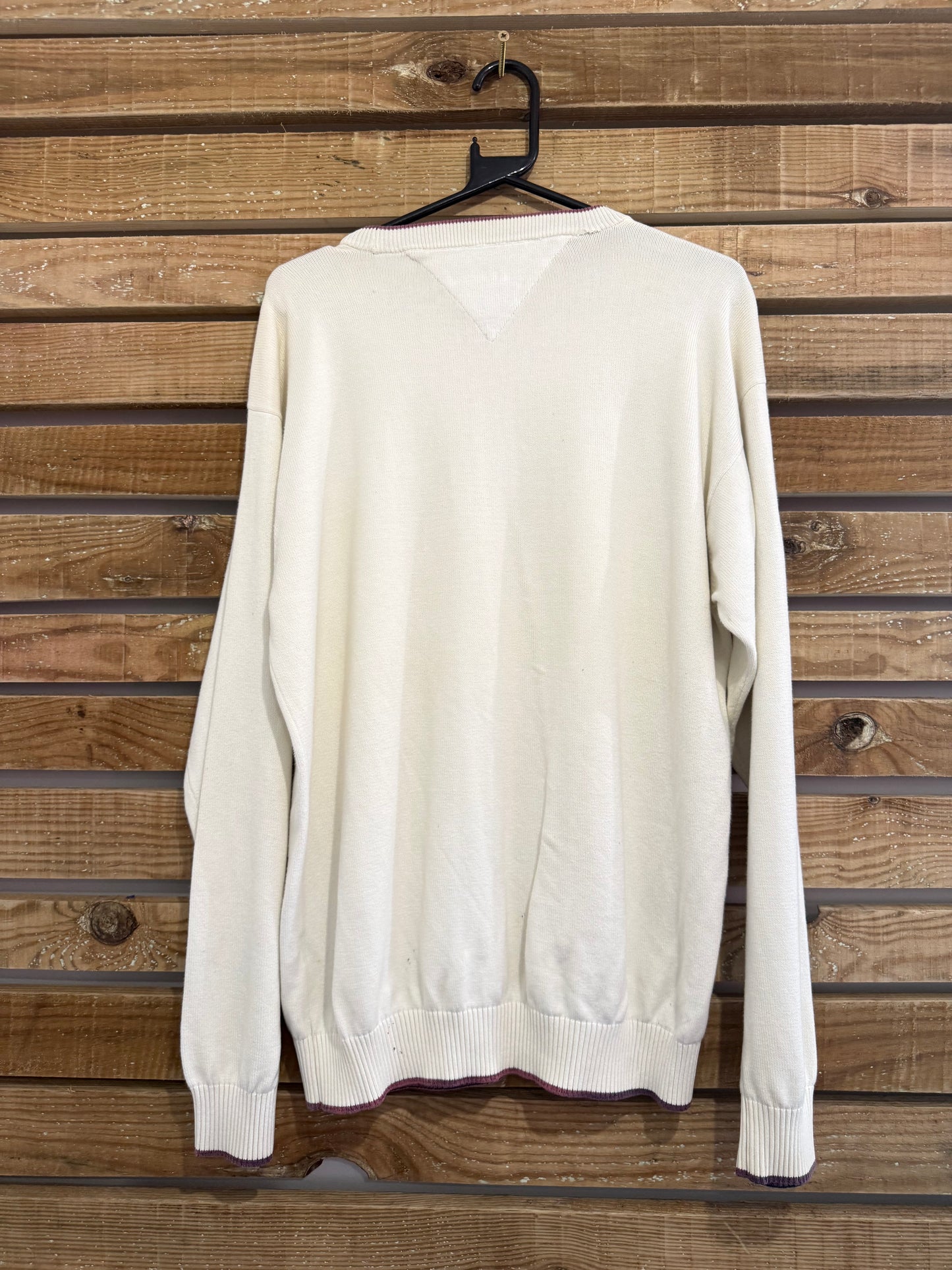 Vintage 90s Tommy Hilfiger cotton jumper/ sweater. Cream. Size Large.