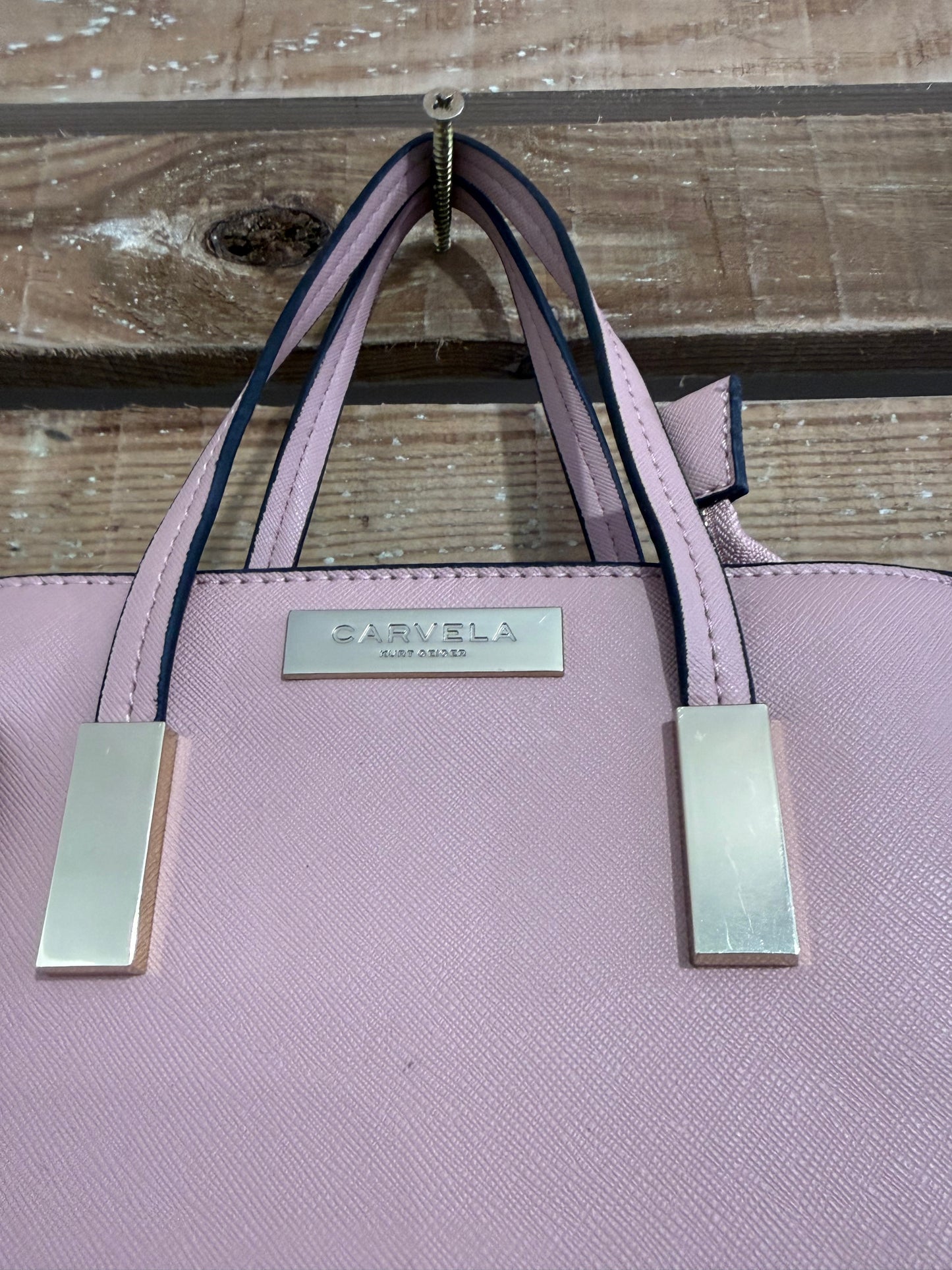 Carvela small tote bag with detachable shoulder strap. Pink.