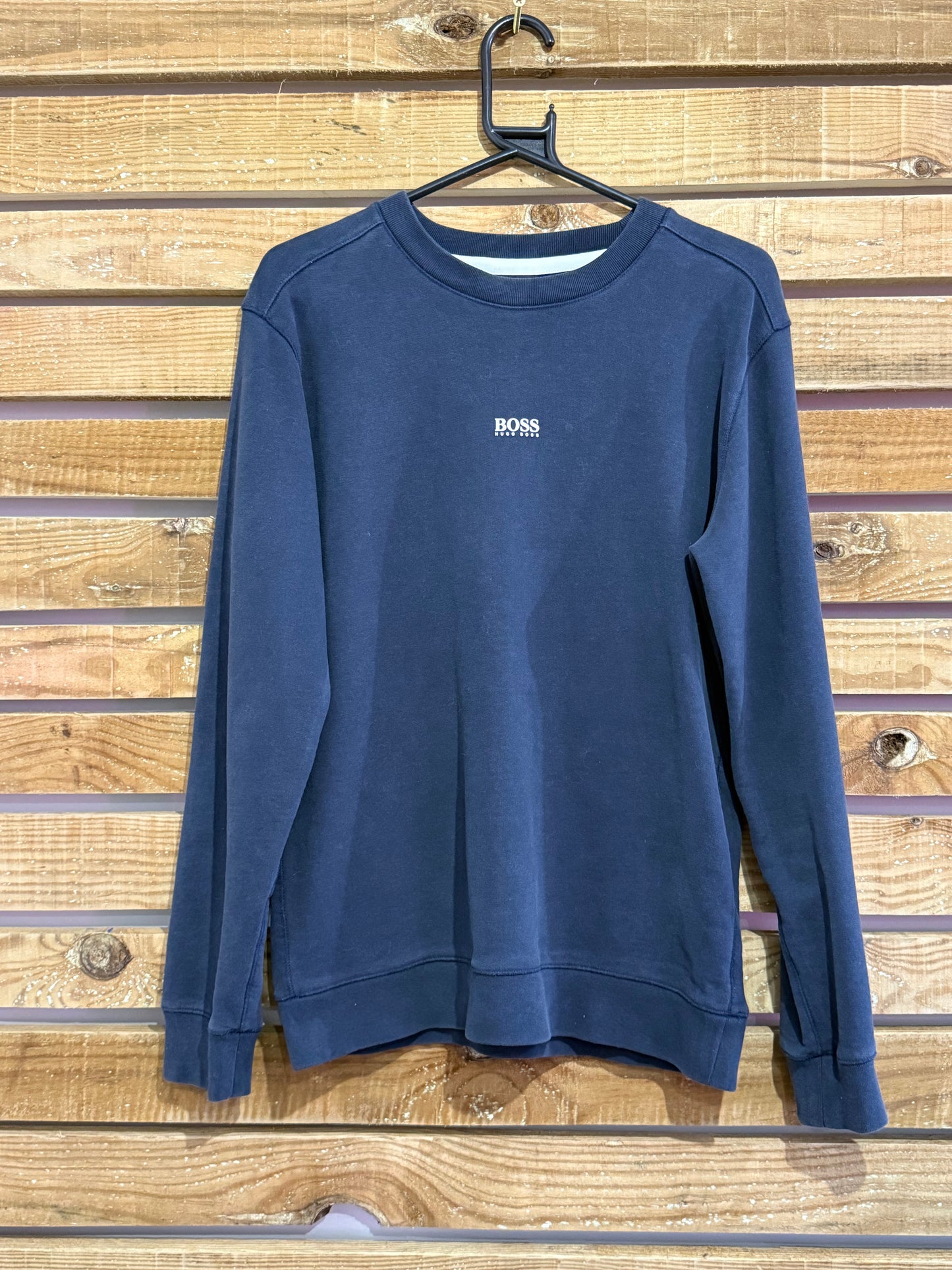 Vintage Y2K Hugo Boss logo navy blue Sweater/ Sweatshirt. Size Small.