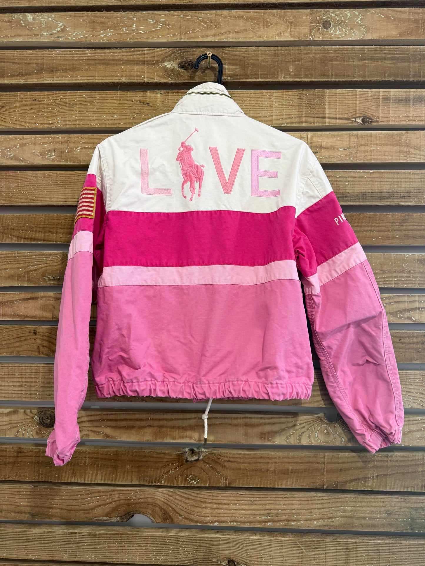 Vintage RARE Ralph Lauren Pink Pony Racing jacket. PRL. Size Small. Pink