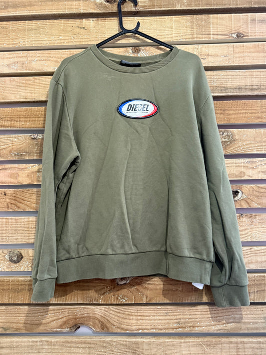 Vintage Y2K Diesel logo khaki Sweater/ Sweatshirt. Size XL.