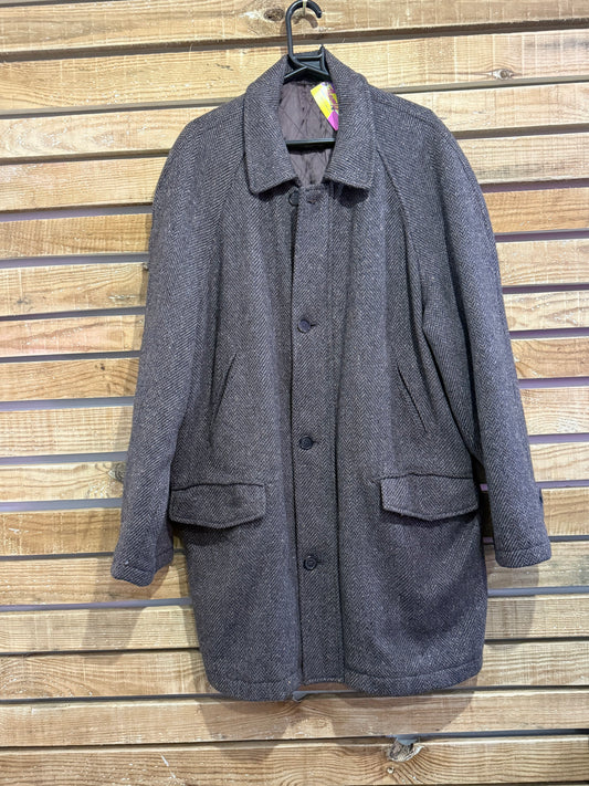 Vintage 90s St Michael’s Tweed Wool Pea Coat. Outdoors Jacket. Country. Size XL