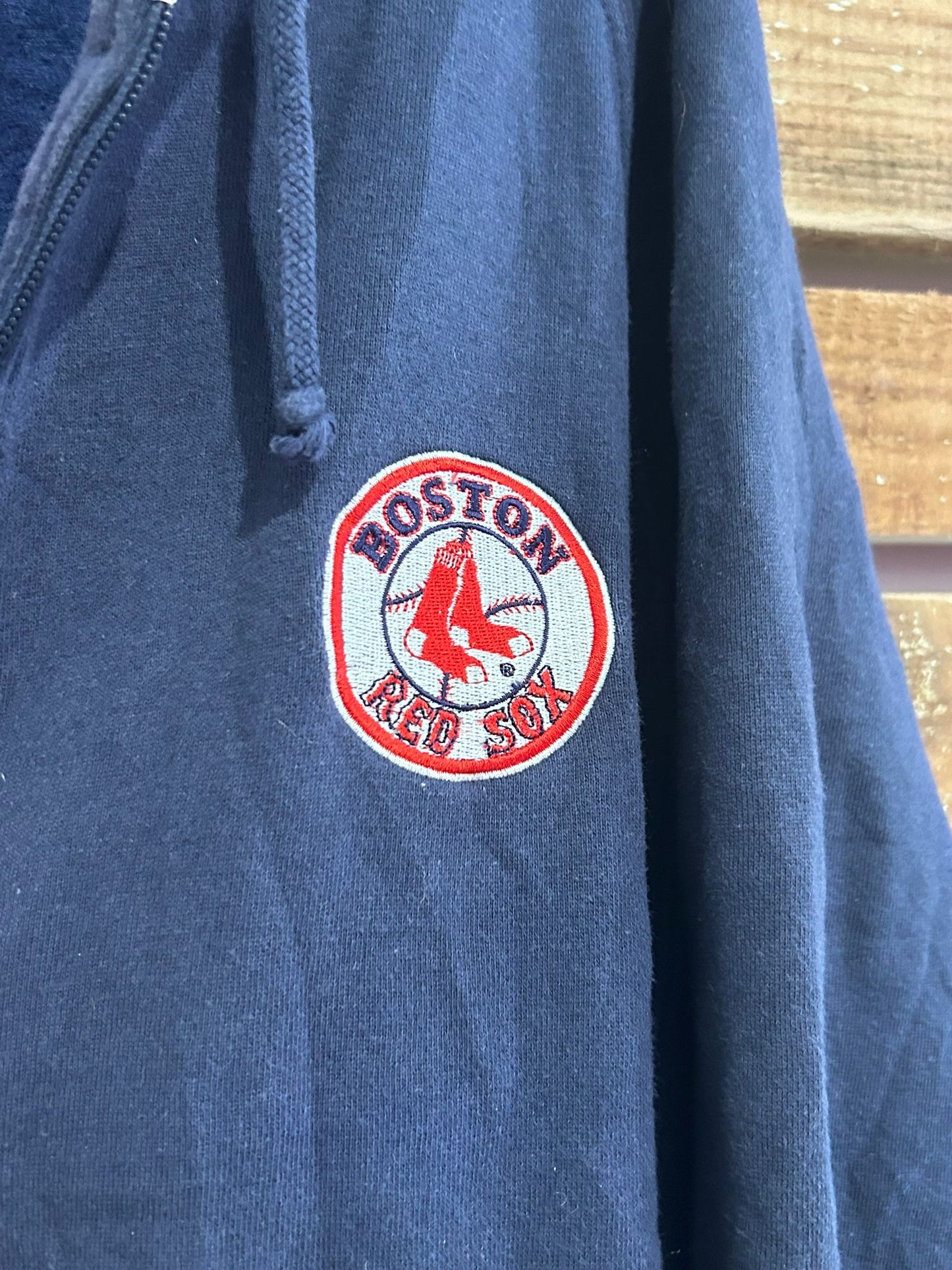 Vintage Y2K MLB Boston Red Sox Adidas hoodie/ hooded sweatshirt. Blue. Size Large.