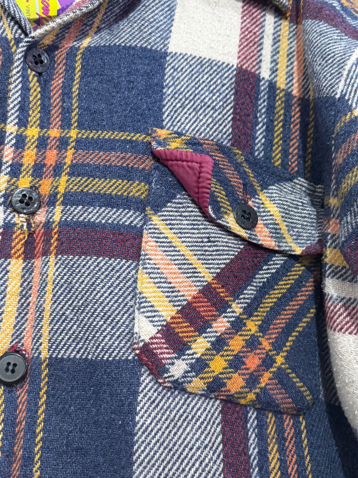 Vintage 90s fleece lined checked/ plaid button up shirt. Lumberjack. Size XL.