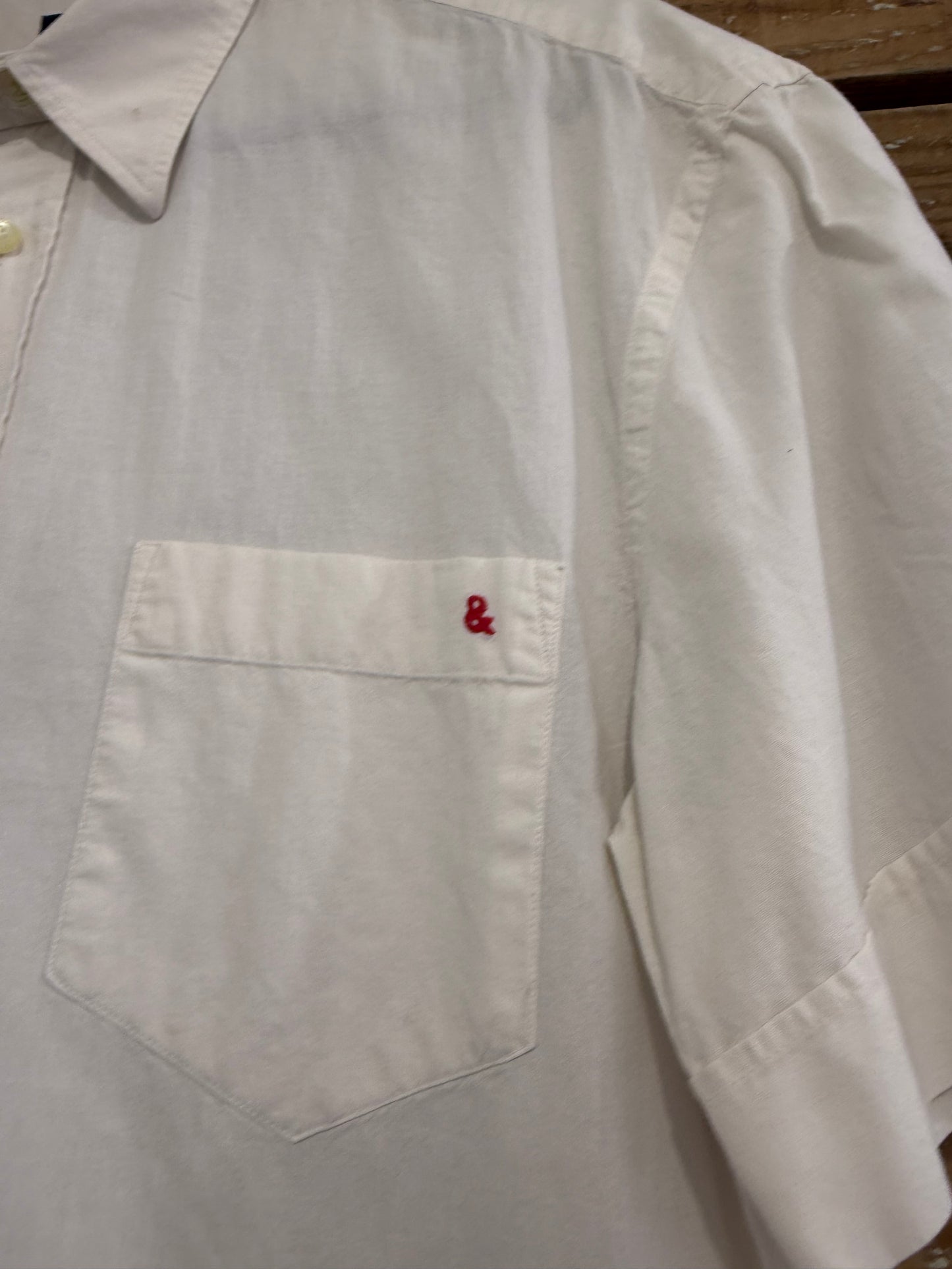 Vintage 90s Dolce & Gabbana white cotton button up short sleeve shirt. Size Medium. 44” chest.