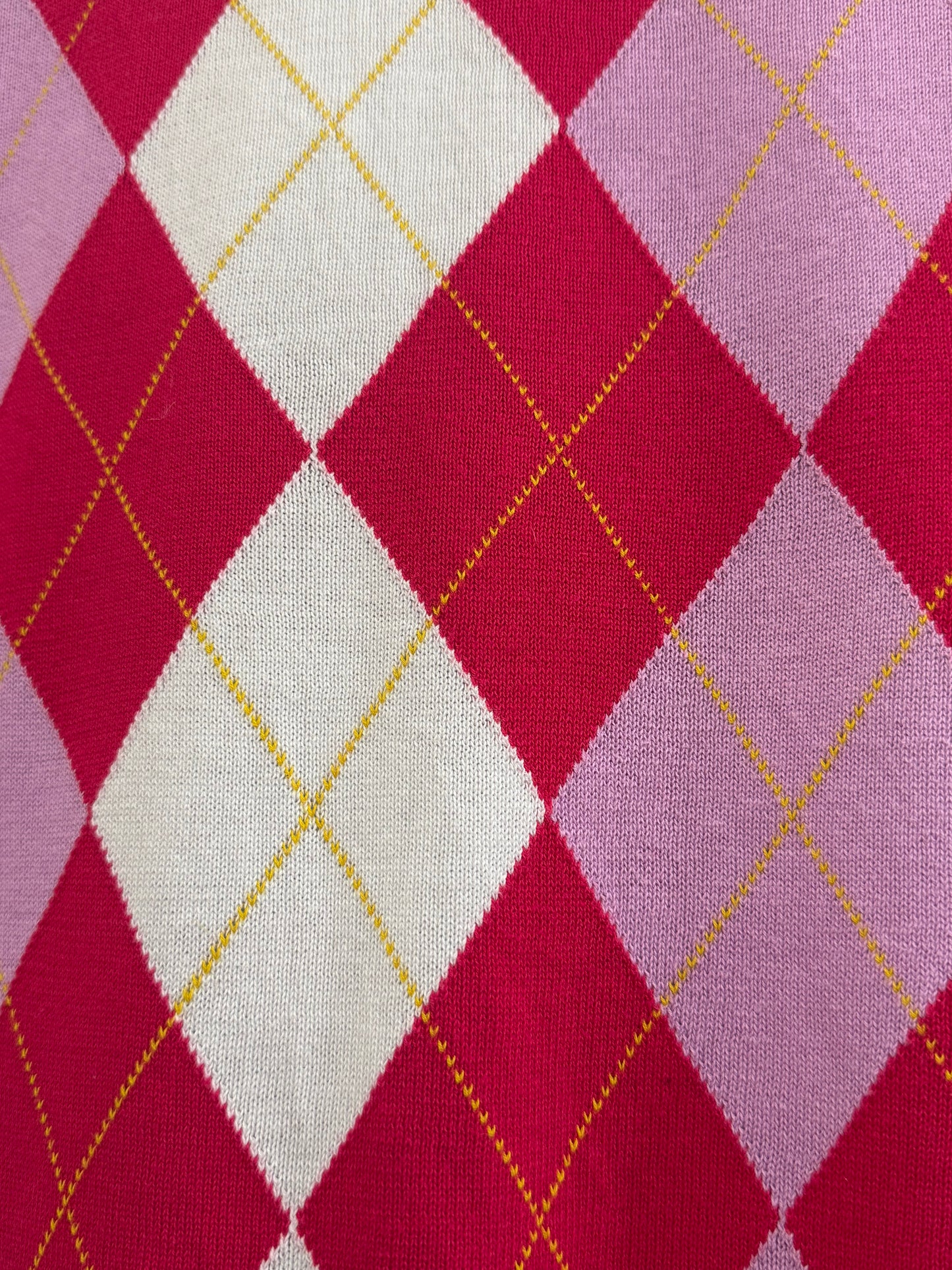 Vintage 90s Tommy Hilfiger argyle crewneck cotton jumper/ sweater. Pink. Size Small.