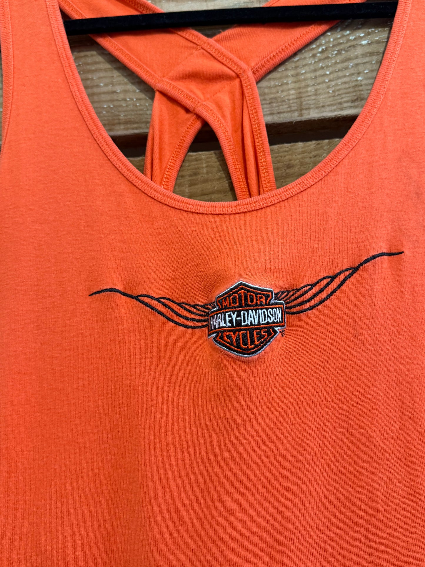 Vintage Y2K Harley Davidson orange vest. Graphic. Size XL. Up to a size UK16