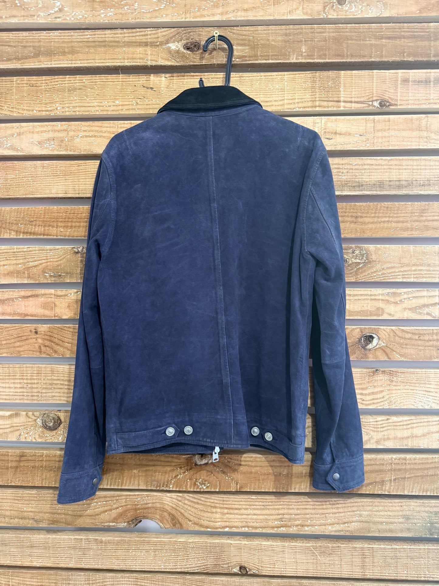 AllSaints Terence Suede leather jacket. Navy blue. Size Small.