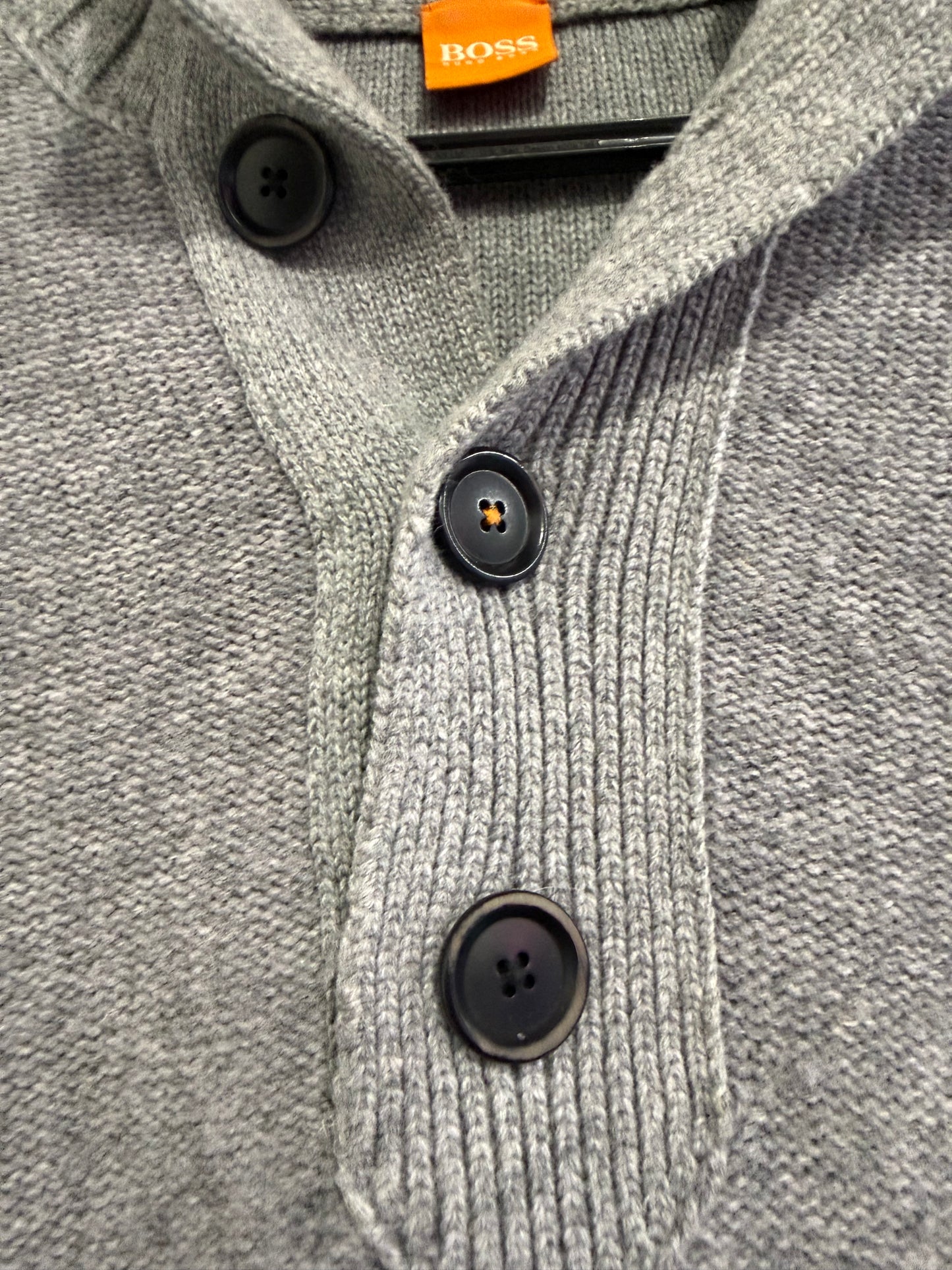Hugo Boss button up knit jumper/ sweater. Grey.Size Large.