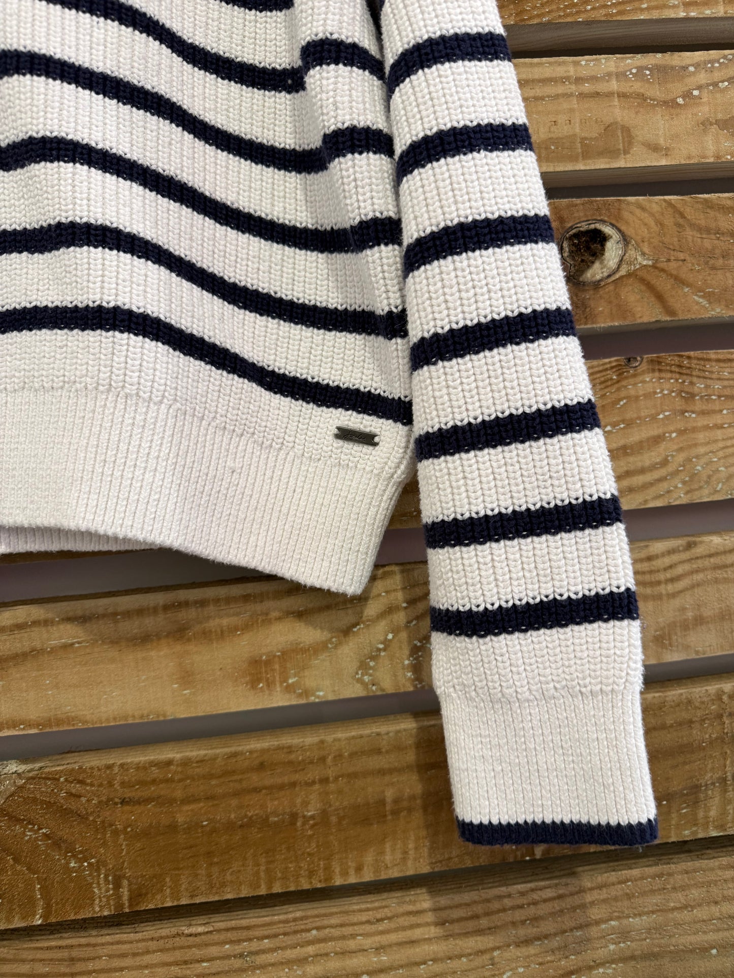 Joules striped knit button cotton jumper/ sweater. French vibes. Size UK12