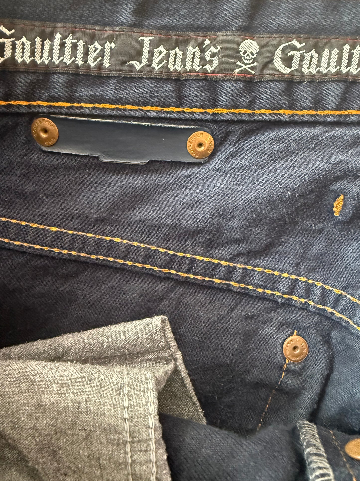 Vintage 90s Jean Paul Gautier Blue/Indigo jeans. Waist 34” leg 32”