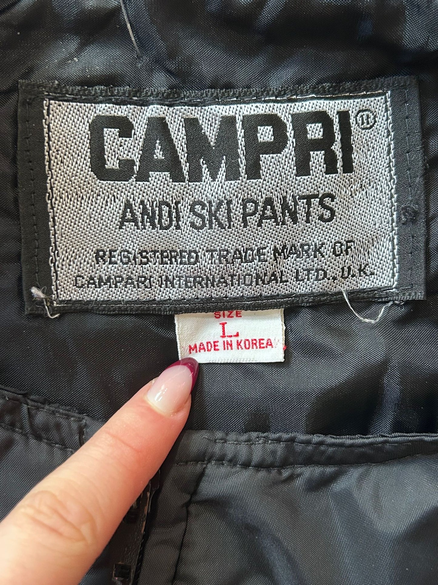 Vintage 90s Campri Andi bib ski pants. Sallopettes/ snow pants. Trousers. Size Large.