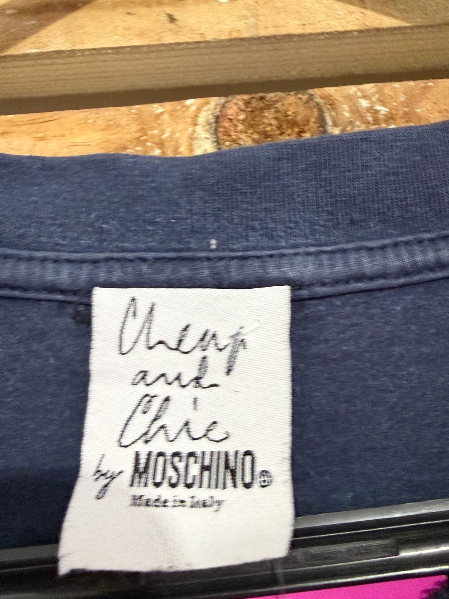 Vintage 90s RARE Moschino in love we trust motif T-shirt. Size Large. Rave