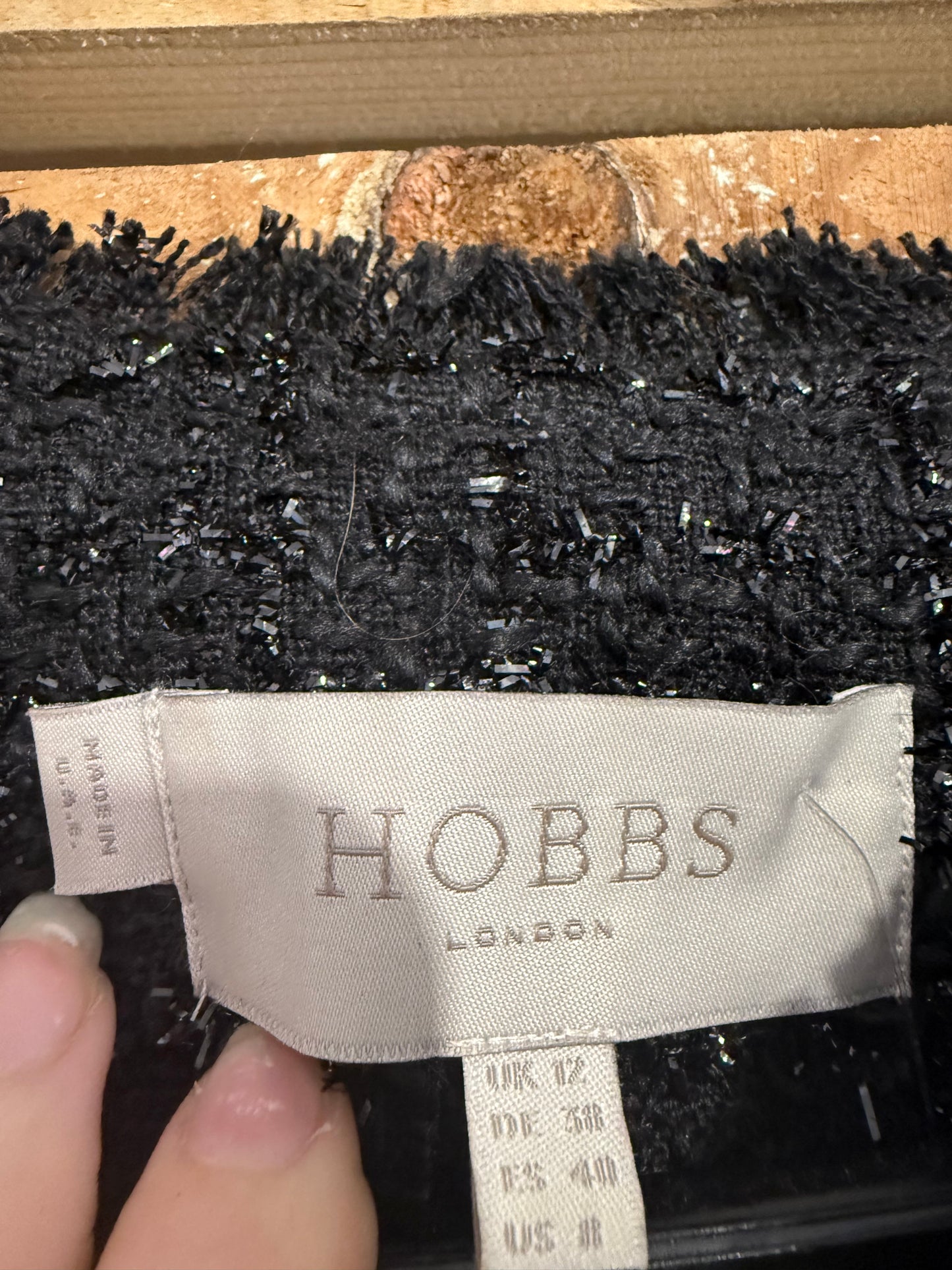 BNWT Hobbs Gabriella Tweed 2 piece suit. Skirt & jacket. Black. Size UK12