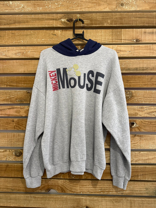 Vintage 80s Disney Mickey Mouse hoodie/ hooded sweater. Grey. Size XL