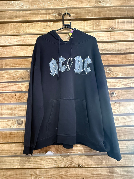 Vintage 90s AC/DC hoodie/ hooded sweater. Black Size XL. Band/ music