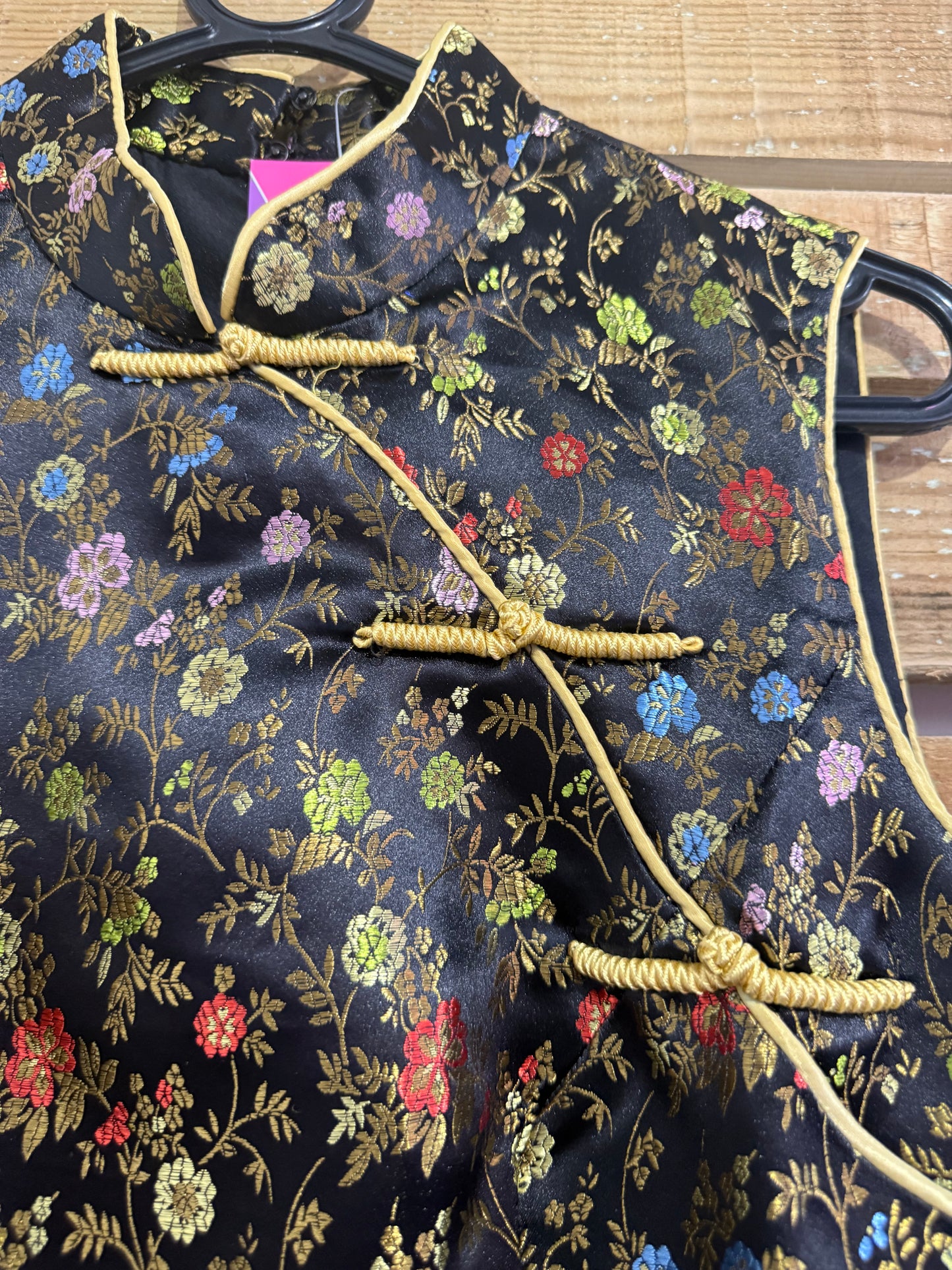 Vintage 70s Chinese cheongsam dress. Black. Size 10