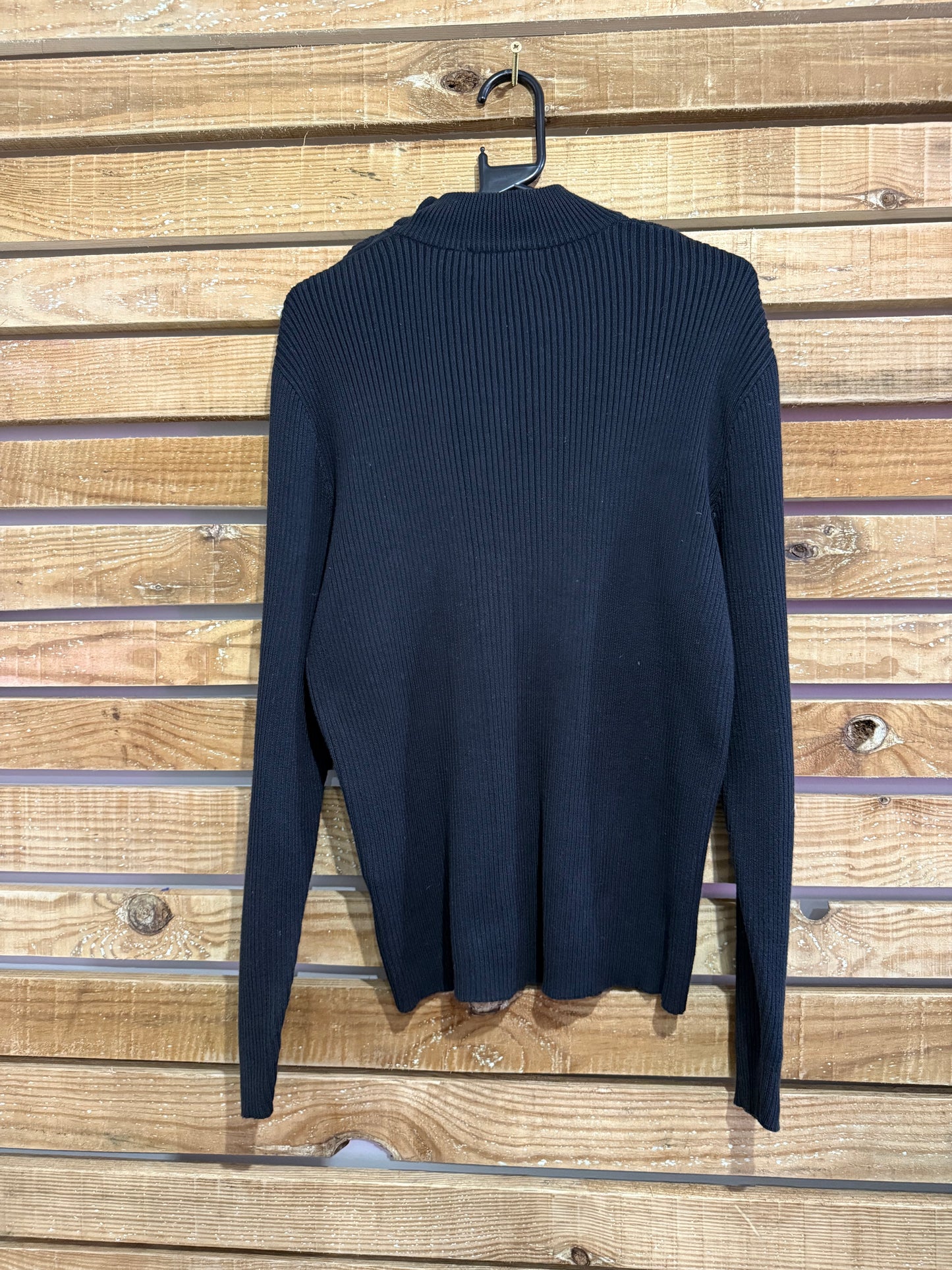 Vintage 90s Ralph Lauren button up knit crewneck jumper/ sweater. Black. Size Large.