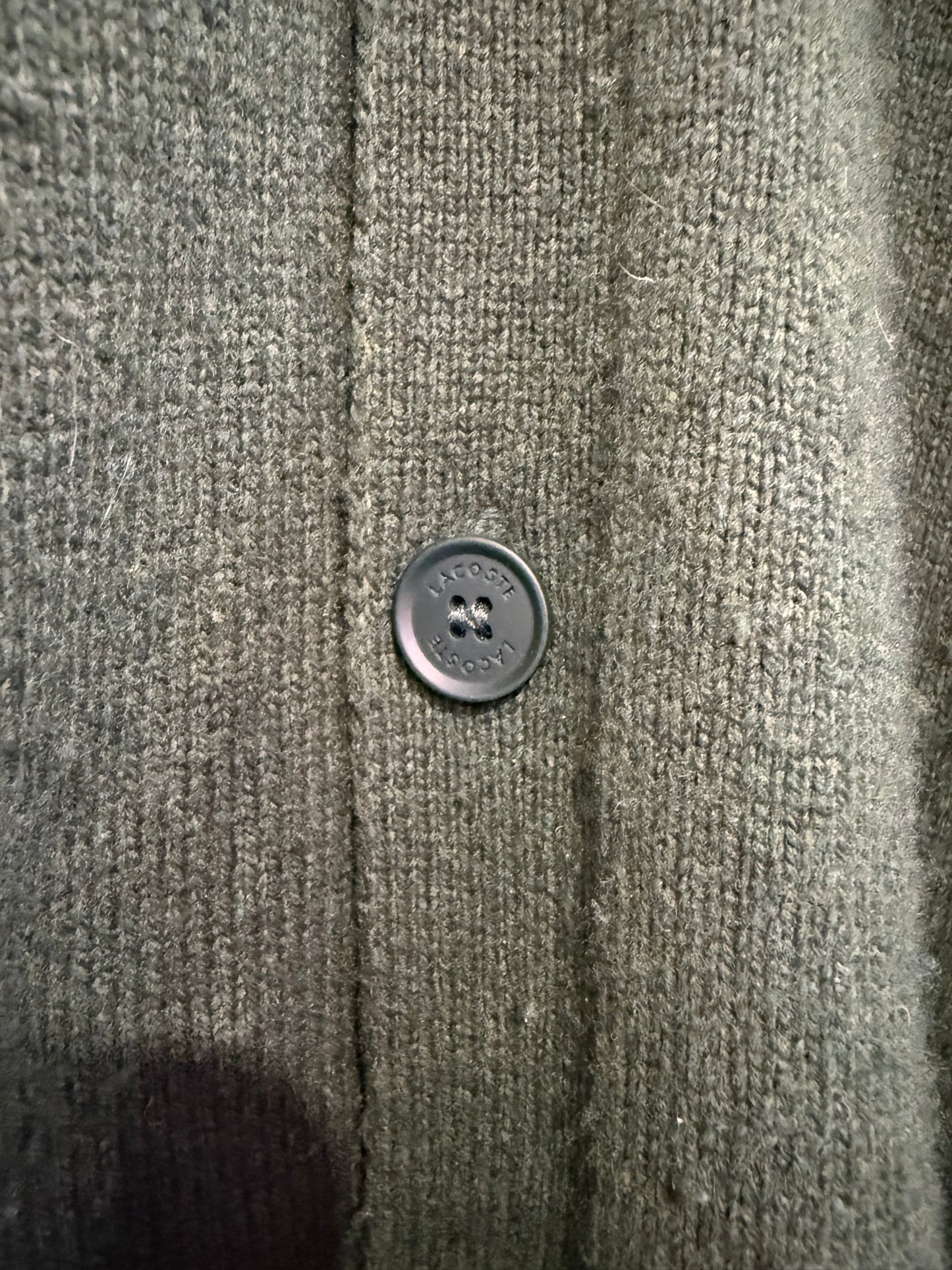 Lacoste stylised logo cardigan. Wool. Green Size 3. Size Medium.