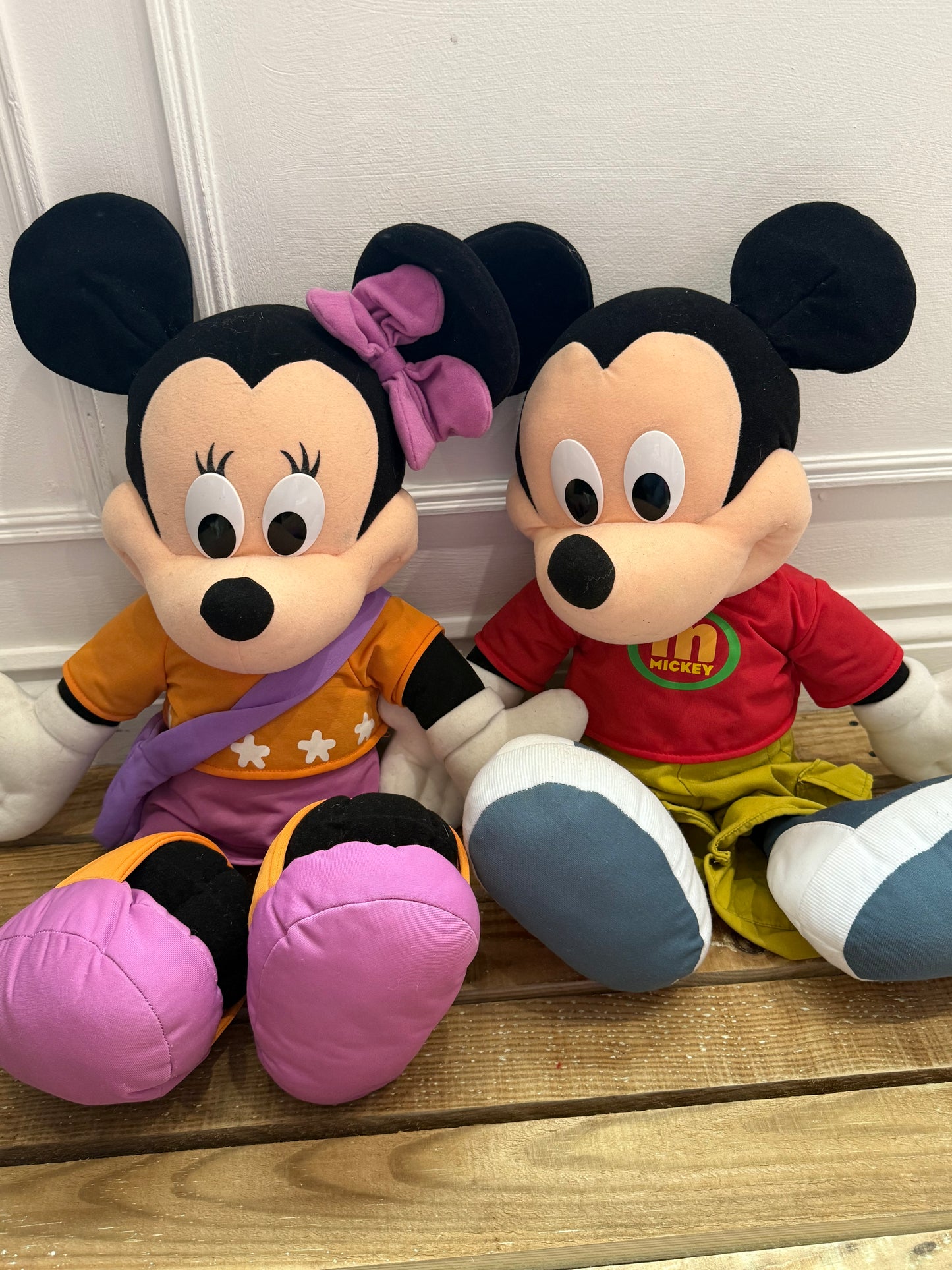 Vintage Y2K Disney Mattel Fisher Price Minnie & Mickey Mouse Plush Jumbo Stuffed Toys. 2000