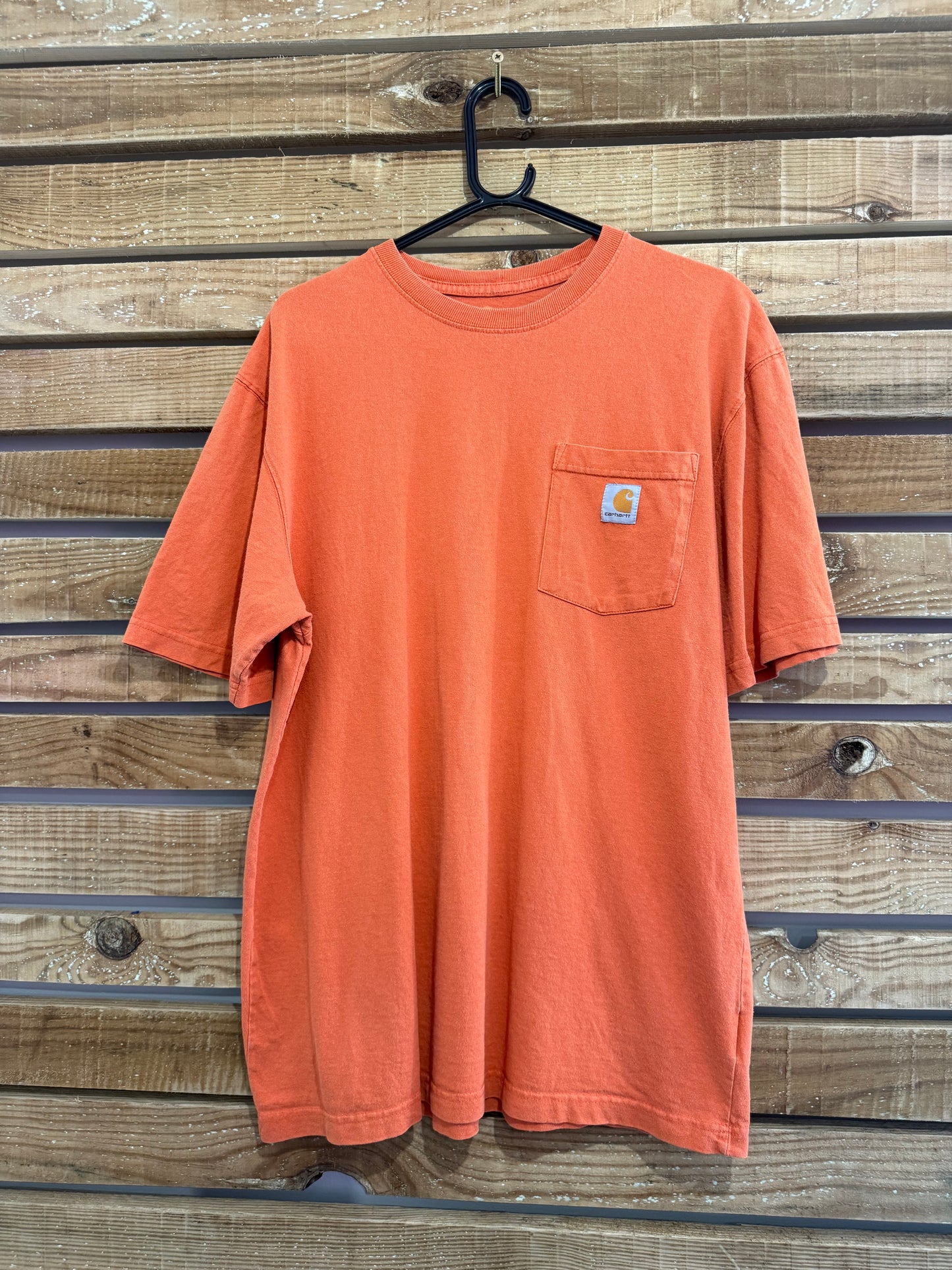 Carhartt logo pocket t-shirt. Orange. Workwear/ cowboy/ USA. Size Medium.