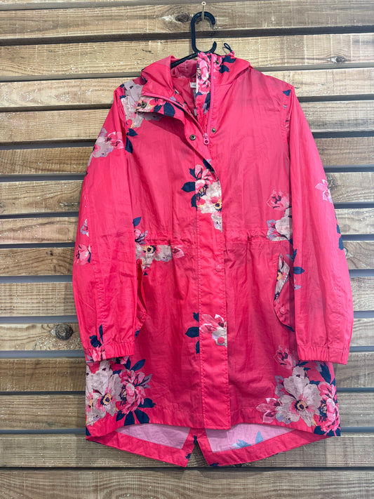 Joules floral rain jacket/ coat. Pink. Size UK10.