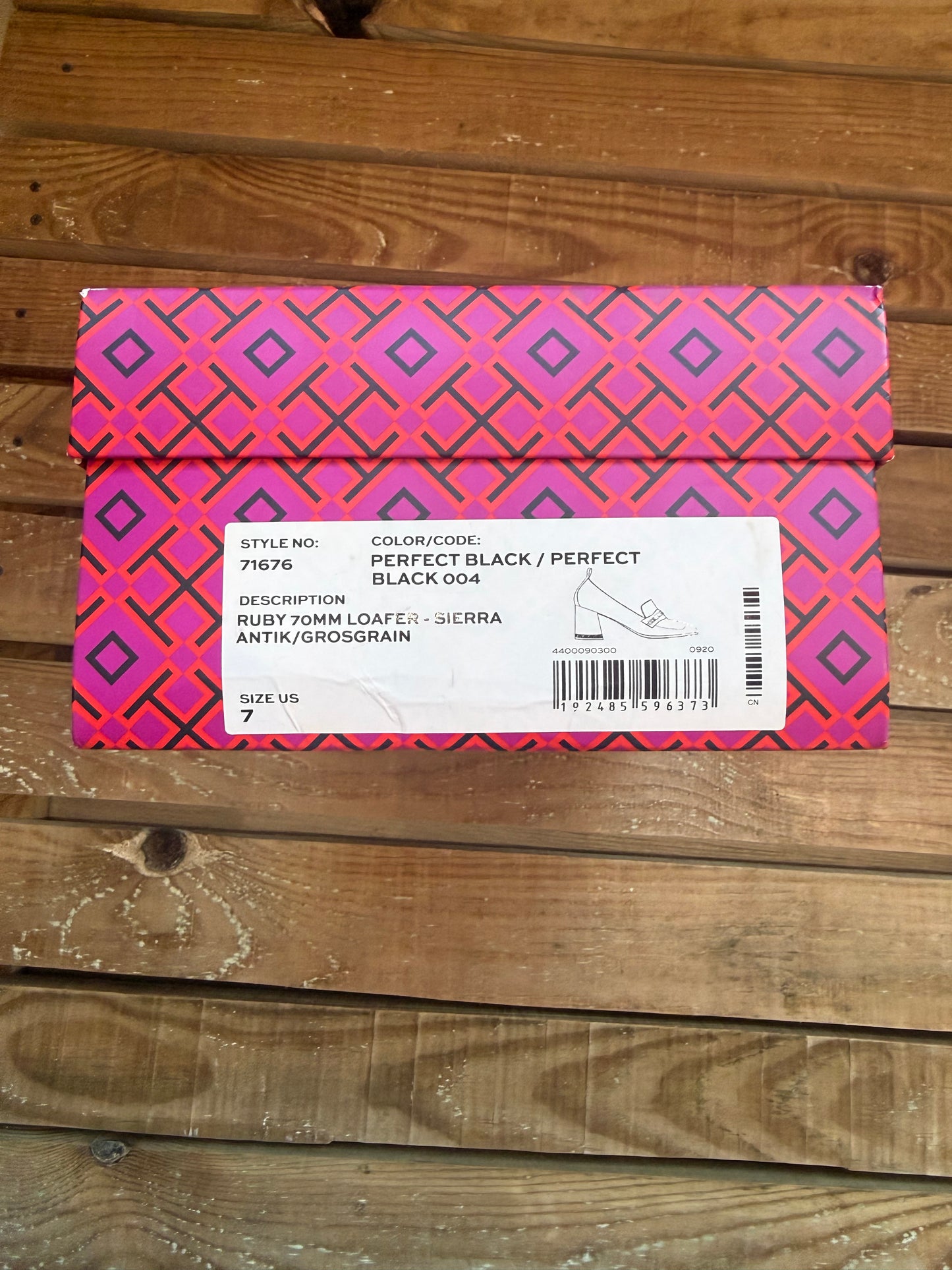 Tory Burch Perrine loafer heeled shoes with box. Chain/ square toe. 7M. UK4, EU37.