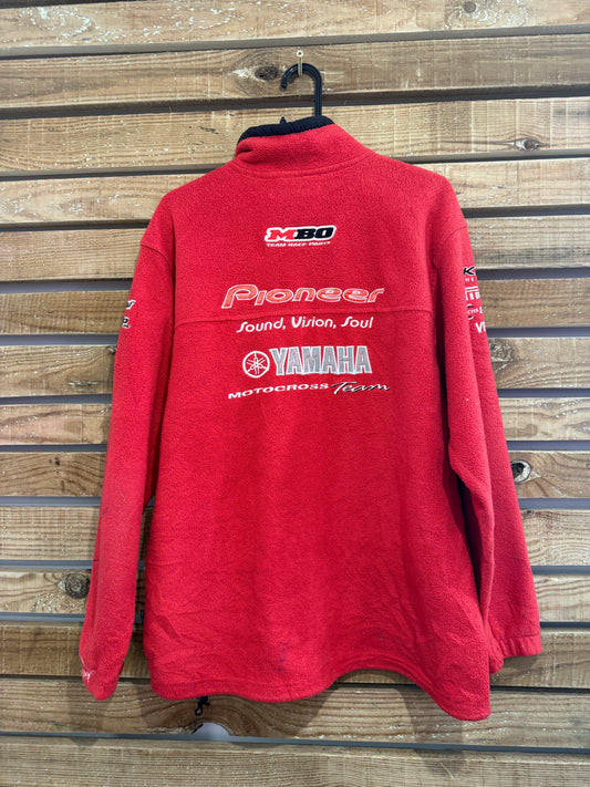 Vintage 90s Yamaha x Pioneer Fleece Jacket. Zip up. Size Medium. Red Car/ motorsport/ racing.