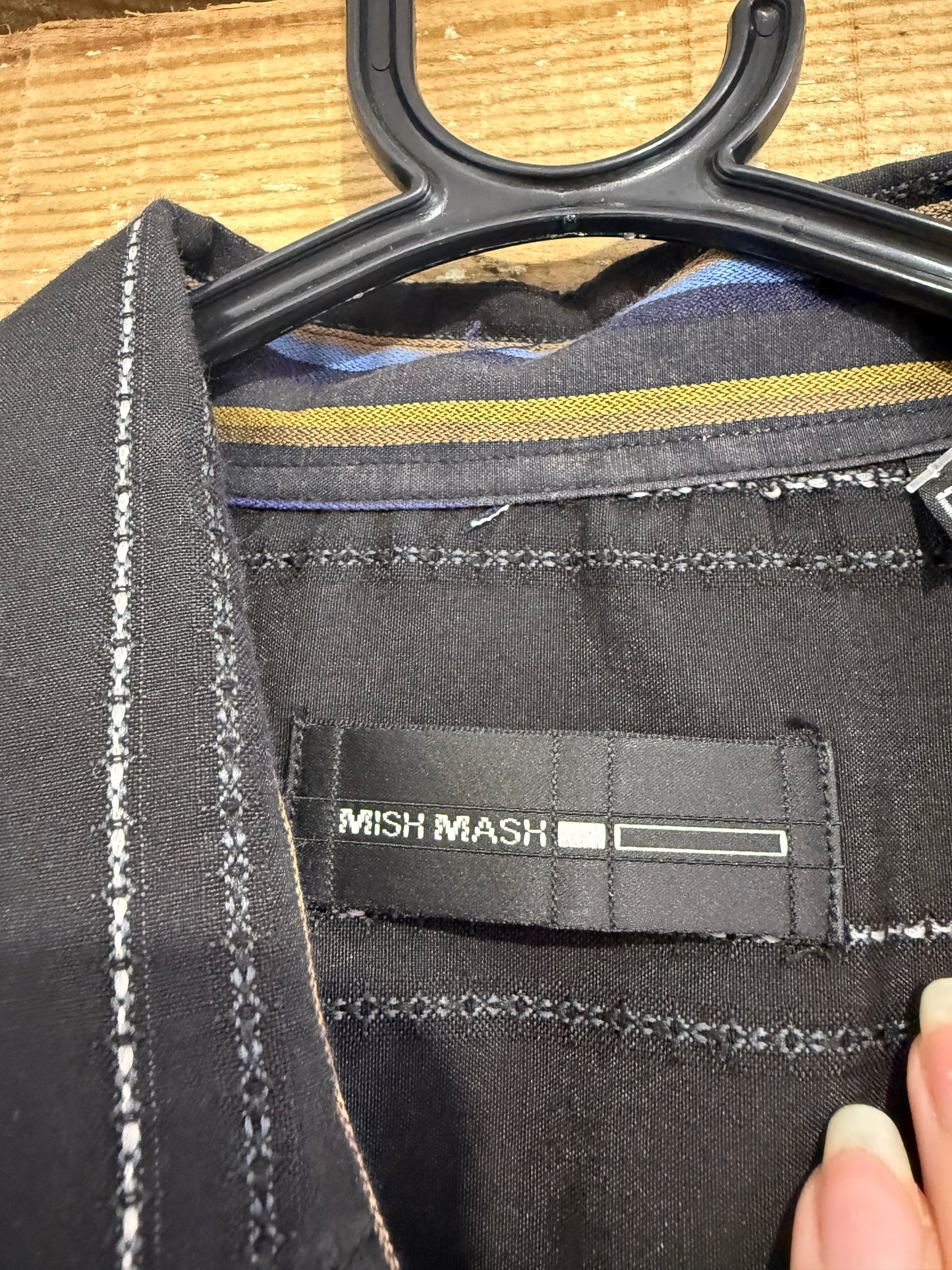 Vintage Y2K Mish Mash Dress Shirt - French Cuffs, Size Large. 44” chest. Black stripe.