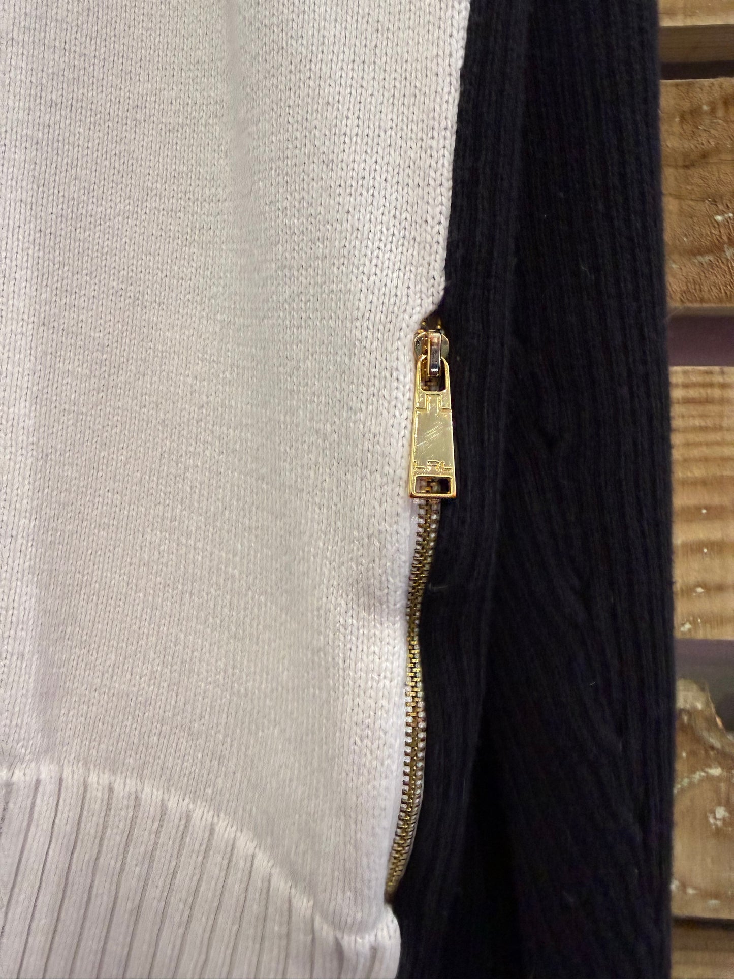 Vintage Y2K Ralph Lauren zip up knit cardigan/ jumper. Black & white. Size XL.